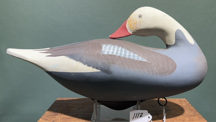 JIM PIERCE PREENING BLUE GOOSE: 16" X 7" X 9"
