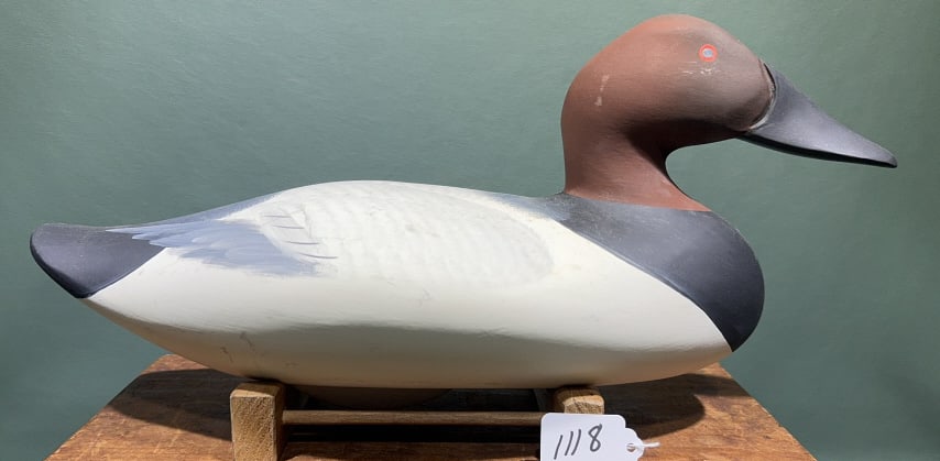 BOB JOBES CANVASBACK DRAKE DECOY: 16" LONG
