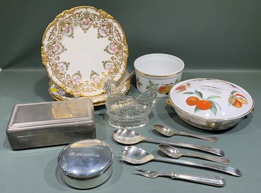 ROYAL WORCHESTER, LIMOGES, & FLATWARE LOT