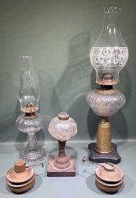 COLLECTION OF ANTIQUE OIL LAMPS