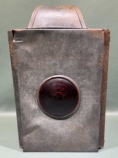 ANTIQUE CANDLE LANTERN W/ RED LENS (1 of 5)