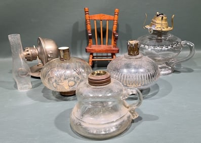 ANTIQUE PEG LAMPS & FINGER LAMPS LOT
