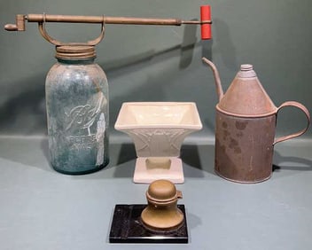 OIL CAN, ANTIQUE FOGGER & INK WELL LOT