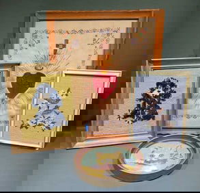 4 FRAMED NEEDLEWORK PIECES