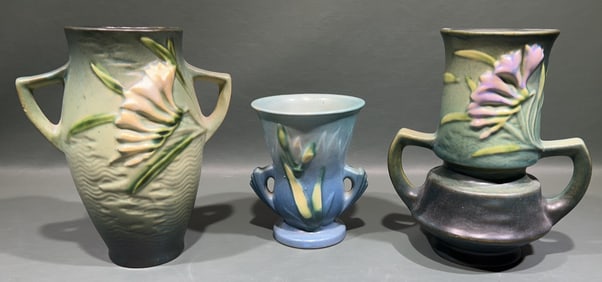 3 ROSEVILLE VASES