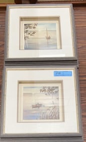 PAIR OF WATER SCENE PRINTS IN SHADOW BOX FRAMES