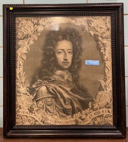 LARGE "KING WILLIAM III" EARLY FRAMED PRINT