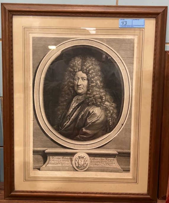 PIERRE MIGNARD ETCHING OF EDOUARD COLBERT: ~ 27" X 22-1/2" (all sizes are approximate for shipping calculations for detailed sizes please contact us)