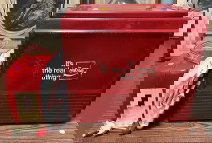 VINTAGE COCA-COLA COOLER & DRINK-DISPENSER LOT