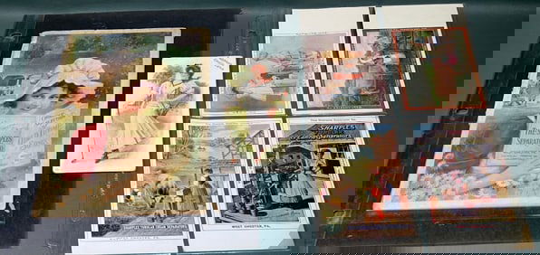 3 FOLDERS OF ADVERTISING PIONEERS ETC. POSTCARDS