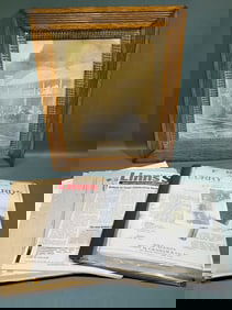 OAK FRAMED EARLY PHOTO & EPHEMERA LOT