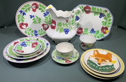 LARGE SET OF ENGLISH "ADAM'S ROSE" DISHES