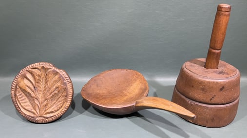 WOODEN BUTTER MOLDS & BUTTER PADDLE