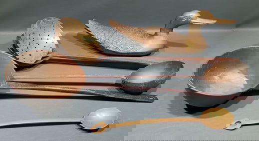 IRON & BRASS UTENSILS & BRASS DUCK