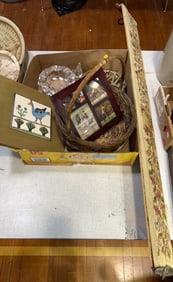 NEEDLEPOINT BELL PULL, TILES, DUCK CHARGER, ETC