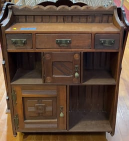 ANTIQUE WALNUT HANGING SHELF/CABINET & DREXEL BOOK
