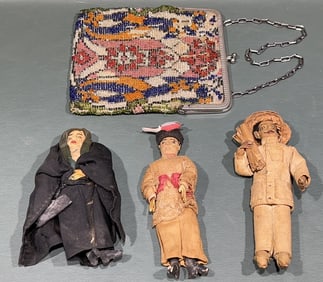 BEADED PURSE & DOLL LOT