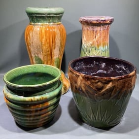 2 ART POTTERY JARVIS & STANDS