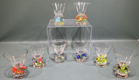 SET OF 8 ARTGLASS GLASSES