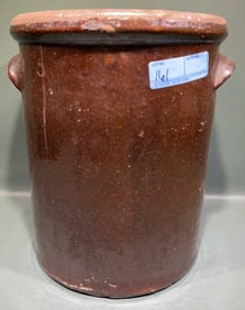 LARGE REDWARE STONEWARE CROCK