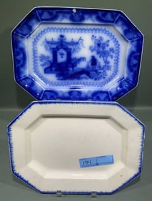 OREGON FLOW BLUE PLATER & LEEDS PLANTERS