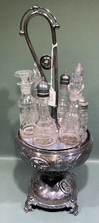 ANTIQUE SILVER PLATE CRUET SET (1 of 4)