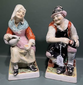 PAIR OF LARGE ENGLISH POTTERY FIGURES