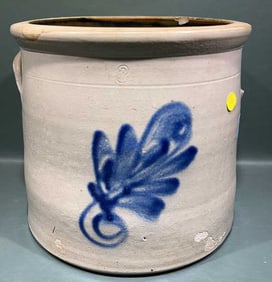 BLUE DECORATED STONEWARE CROCK