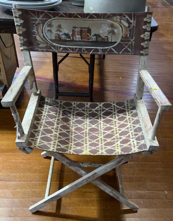 PAINT DECORATED DIRECTORS CHAIR: (all sizes are approximate for shipping calculations for detailed sizes please contact us)