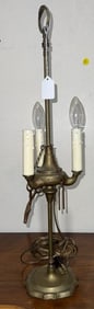 ELECTRIFIED ANTIQUE BRASS LAMP