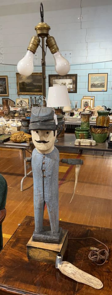 FOLK ART CARVED WOOD WHIRLIGIG LAMP (1 of 5)