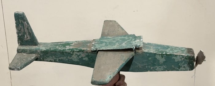 FOLK ART HANDMADE WOODEN AIRPLANE