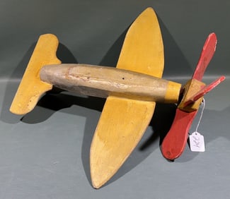 FOLK ART HANDMADE WOODEN AIRPLANE