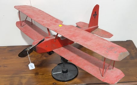 FOLK ART HANDMADE "RED BARON" AIRPLANE
