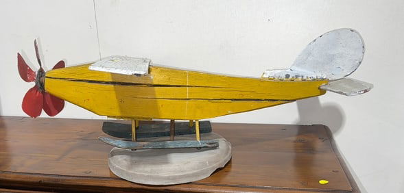FOLK ART HANDMADE WOODEN SEAPLANE
