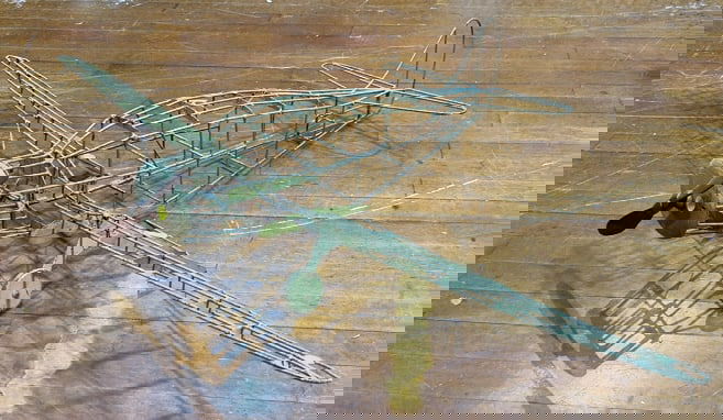 METAL & WOOD AIRPLANE FRAME: 28 1/2" X 50" X 8"