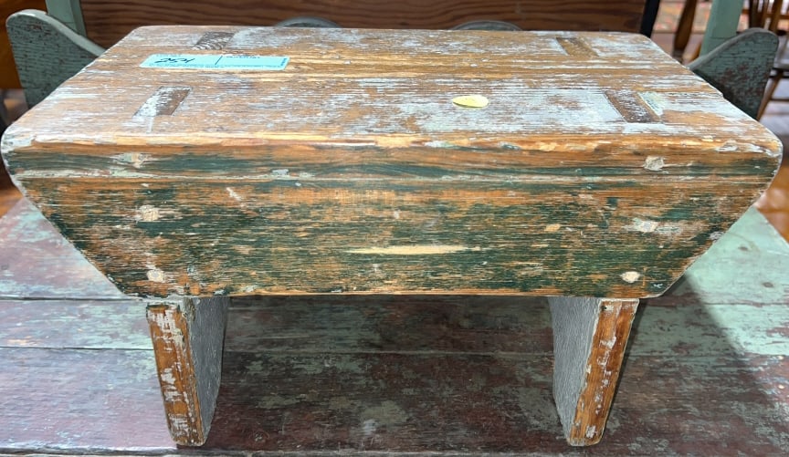 ANTIQUE PAINTED MORTISE STOOL (1 of 3)