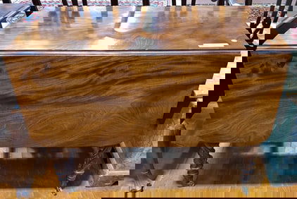 ANT. MAHOGANY DROP LEAF W/ACANTHUS CARVED LEGS