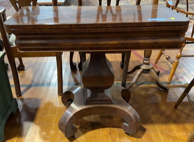 ANT. BANDED MAHOGANY EMPIRE GAME TABLE