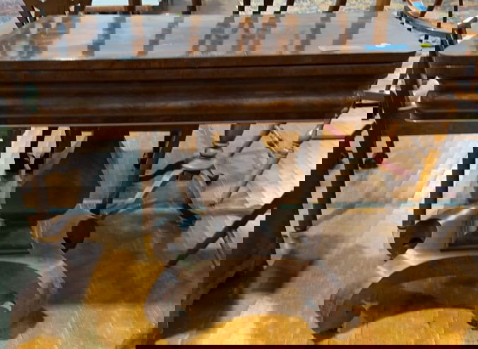 ANT. BANDED MAHOGANY EMPIRE GAME TABLE (1 of 4)