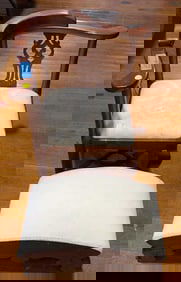 CHILD'S MAH. CORNER CHAIR & UPHOLSTERED STOOL