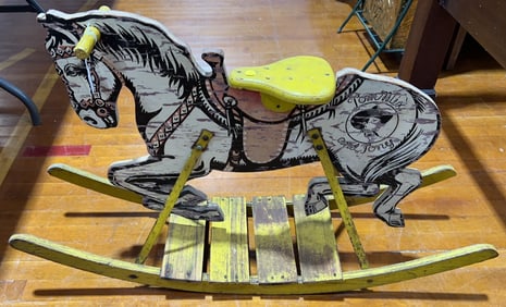 "TOM MIX & TONY" WOODEN ROCKING HORSE TOY
