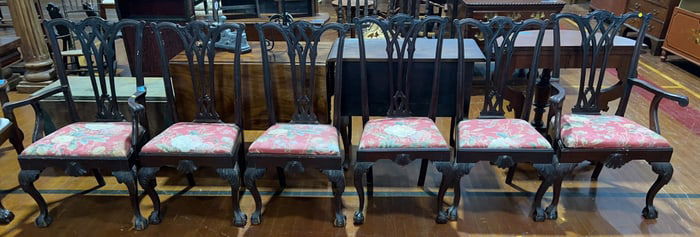 SET OF 6 SOLID MAHOGANY CHIPPENDALE DINING CHAIRS