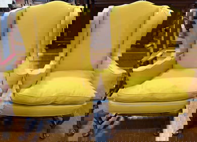 PAIR CHIPPENDALE BALL & CLAW ARM CHAIRS