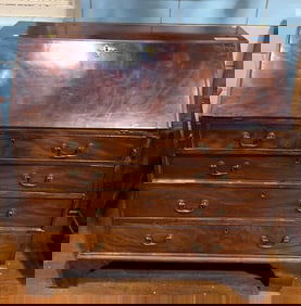 ANTIQUE ENGLISH MAHOGANY SLANT FRONT DESK