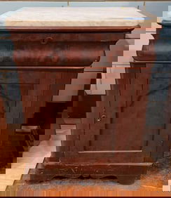 ANTIQUE MARBLE TOP 1/2 COMMODE/ NIGHTSTAND