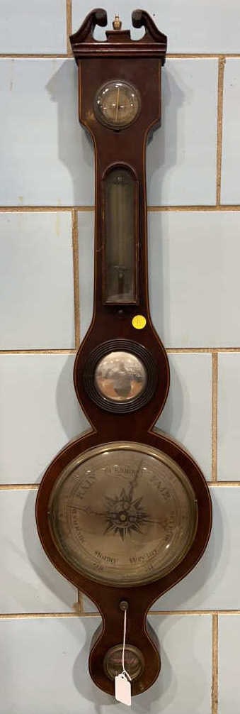 ANTIQUE INLAID MAHOGANY BAROMETER (1 of 5)
