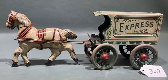 "EXPRESS" TIN TOY WAGON W/ HORSE