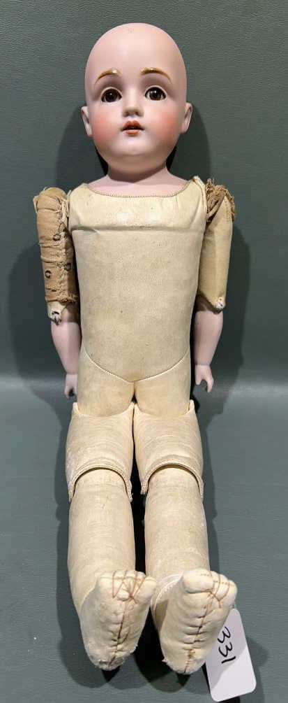 20" BISQUE HEAD DOLL W/ LEATHER BODY (1 of 6)