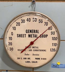 VINTAGE GENERAL SHEET METAL SHOP ADVERTISING THERM